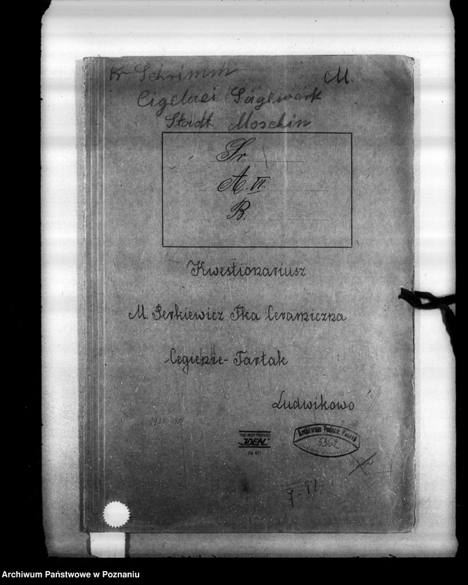 Obraz 4 z jednostki "Kwestionariusz Fabryki ceramicznej , cegielni i tartaku M. Perkiewicza w Ludwikowie powiat śremski"