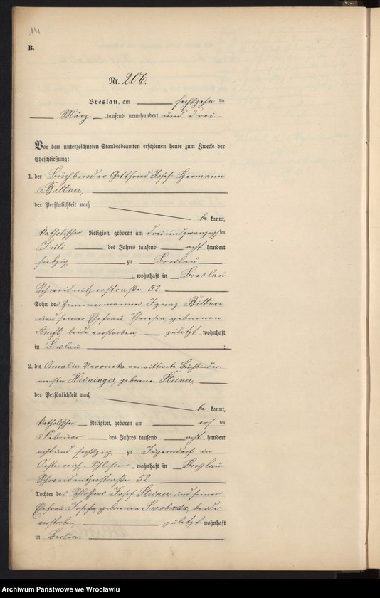 image.from.unit.number "Heiraths-Neben-Register Breslau I 1903 Band 2"