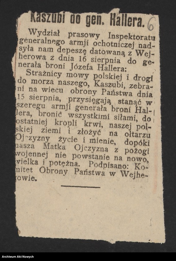 image.from.unit.number "Walki Armii Ochotniczej pod Warszawą. Wycinki prasowe."