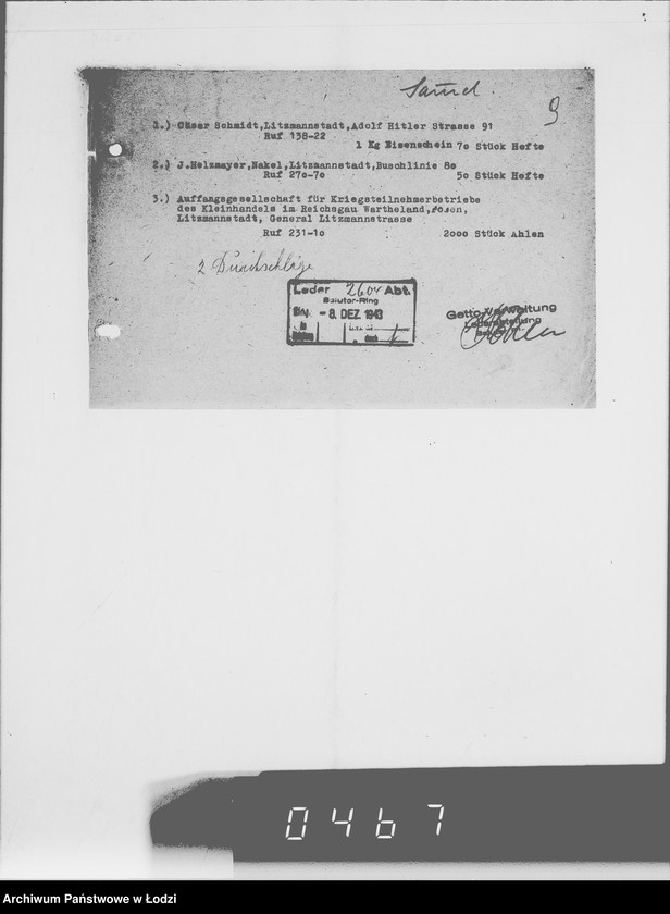 Obraz 13 z jednostki "Sammelschriftwechsel der Firmen A-G [Korespondencja z firmami w sprawach ofert i dostarczenia różnych towarów do Getta]"