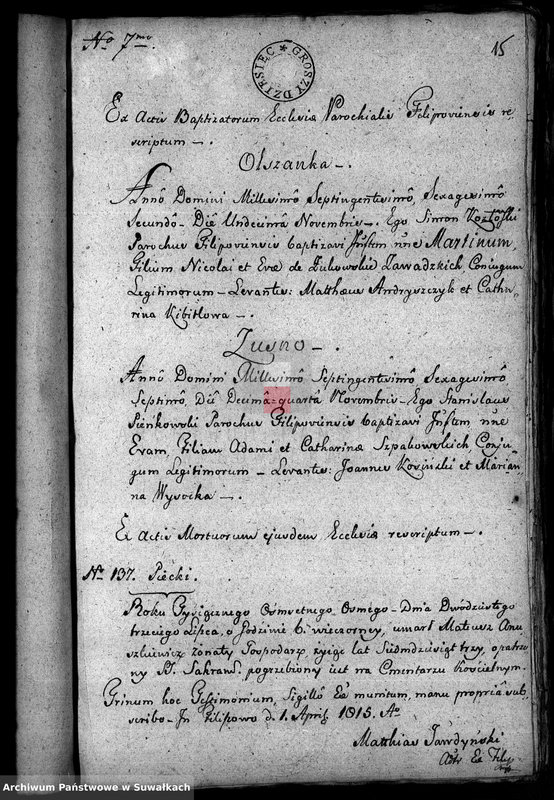 image.from.unit.number "Annexa Gminy Filipowskiey z Roku 1815"
