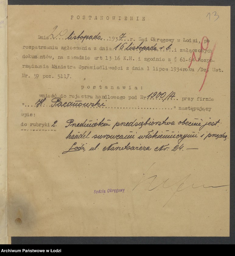 Obraz 15 z jednostki "Chaim Herszel vel Heiman Pacanowski- sprzedaż towarów manufakturowych i garderoby"