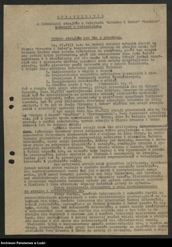 Obraz 5 z jednostki "Materiały dotyczące strajków w fabrykach Pabianic, Końskich [i Łodzi]"