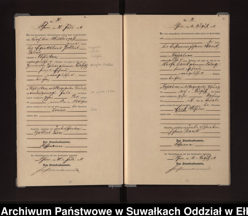 image.from.unit.number "Geburts-Neben-Register des Königlichen Preussischen Standes-Amtes Gneist Kreis Lötzen"