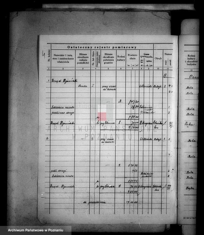 Obraz 8 z jednostki "Ostateczny rejestr pomiarowy majątku Łobżenice powiatu wyrzyskiego"