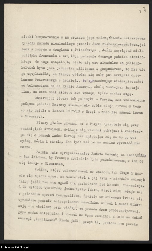 image.from.unit.number "Raporty polityczne, wiadomości różne z Warszawy i Paryża; "Pro Memoria""