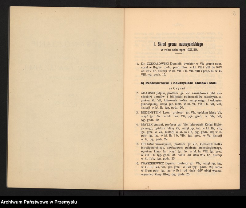 image.from.unit.number "Sprawozdanie Dyrekcji Państw[owego] Gimnazjum I w Jarosławiu za rok szkolny 1928/9"