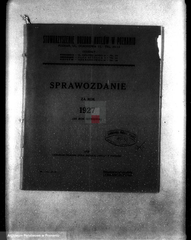 Obraz 4 z jednostki "Sprawozdanie Stowarzyszenia Dozoru Kotłów w Poznaniu za rok 1928"