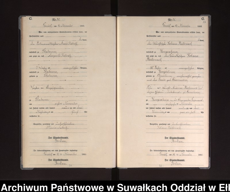 image.from.unit.number "Sterbe-Neben-Register des Königlichen Preussischen Standes-Amtes Gneist Kreis Loetzen"