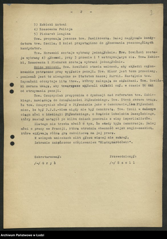 Obraz 8 z jednostki "Protokoły posiedzeń koła partyjnego przy Komitecie Wojewódzkim Polskiej Partii Robotniczej"