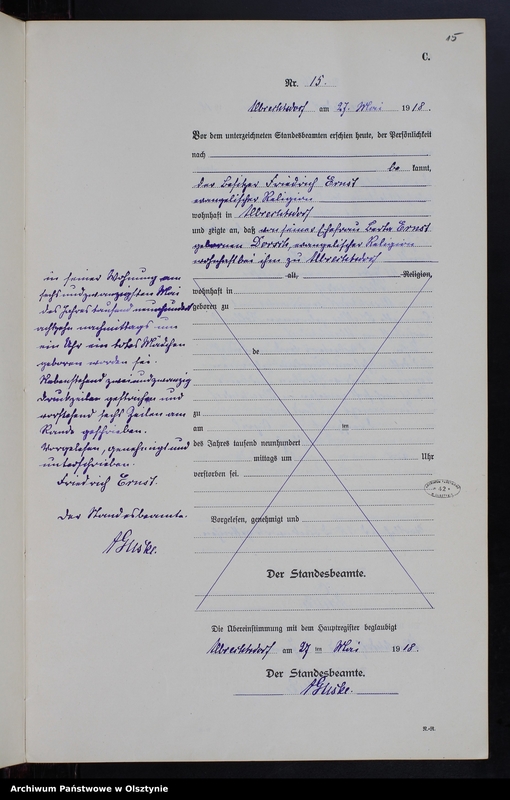 Obraz 17 z jednostki "Sterbe-Neben-Register Nr 1 - 32 [ Księga zgonów - wtóropis ]"