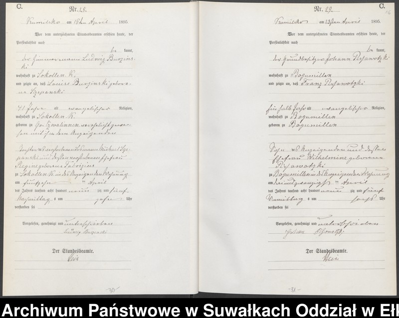 image.from.unit.number "Sterbe-Haupt-Register des Königlichen Preussischen Standes-Amtes Kumilsko Kreis Johannisburg"