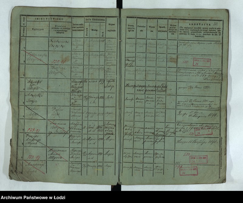 Obraz 20 z jednostki "Księga ludności stałej Łódź - cyrkuł III i IV nr 1071-1137"