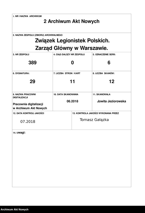 image.from.unit.number "Związek Legionistek Polskich Oddział Łódzki. Spisy członkiń."