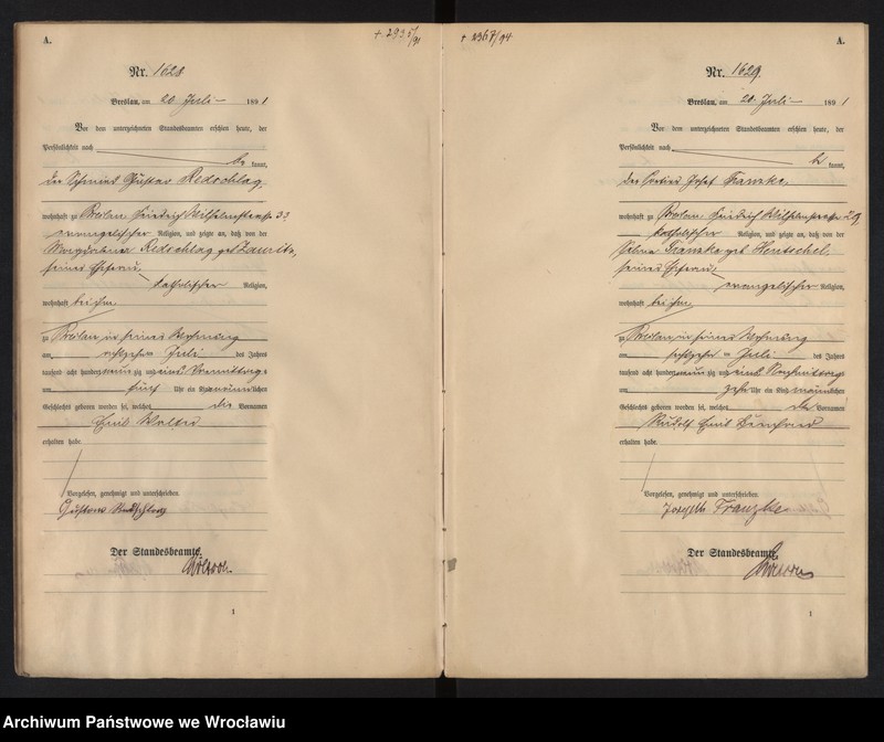 image.from.unit.number "Geburts-Neben-Register Breslau I 1891 Band 5"