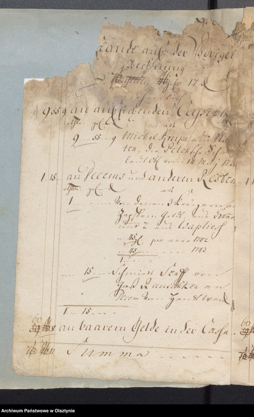 image.from.unit.number "Passenheimsche Stadt Kirchen Rechnung über Einnahme und Ausgabe"