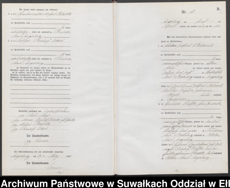 Obraz 19 z jednostki "Heiraths-Neben-Register des Preussischen Standes-Amtes Angerburg Kreis Angerburg"