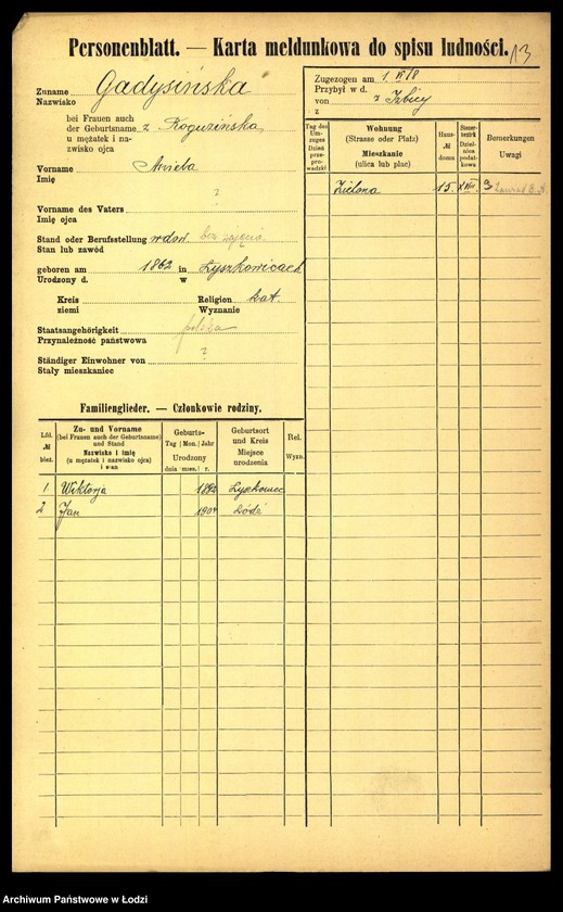 Obraz 15 z jednostki "[Spis ludności Łodzi] Gadułka - Gajewski"