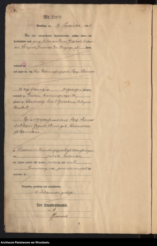 image.from.unit.number "Sterbe-Haupt-Register Breslau I 1891 Band 7"