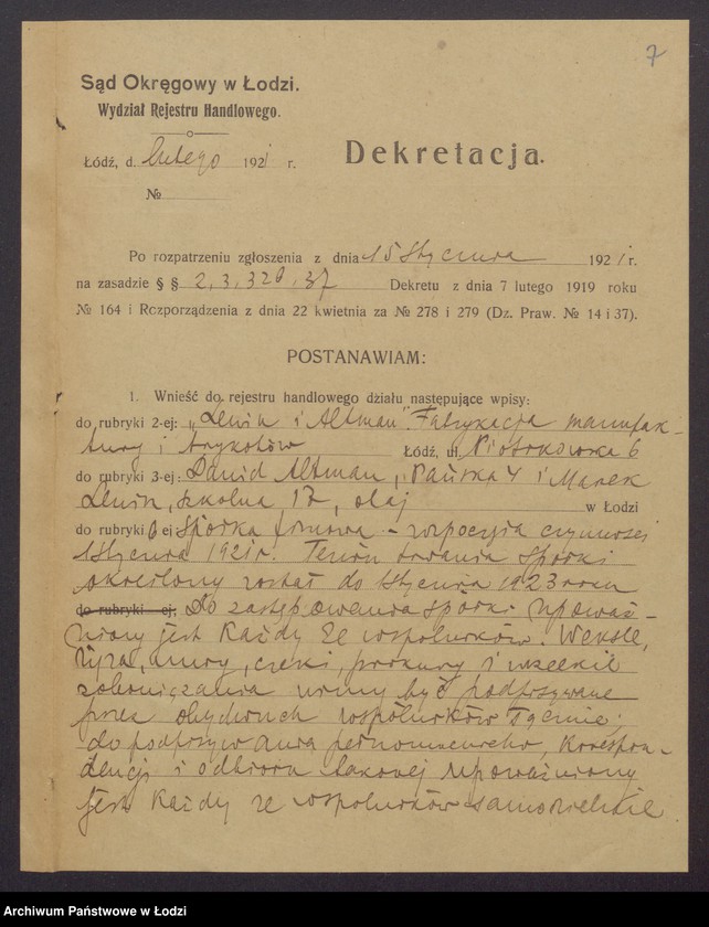 Obraz 9 z jednostki "Dawid Altman, Marek Lewin- fabrykacja manufaktury i trykotów"