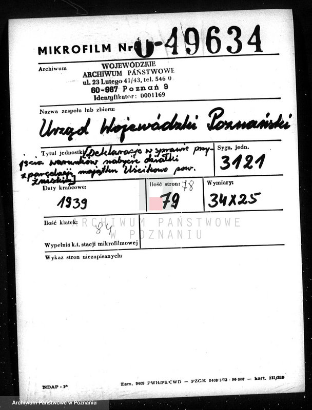 Obraz 2 z jednostki "/Deklaracje w sprawie przyjęcia warunków nabycia działki z parcelacji majątku Uścikowo w powiecie żnińskim"