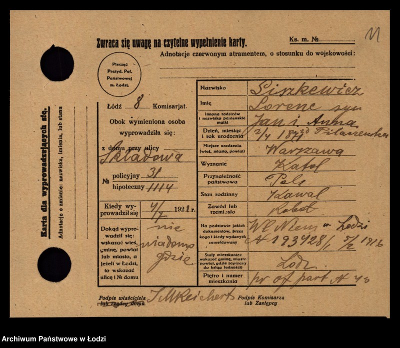 Obraz 13 z jednostki "[Spis ludności Łodzi] Liszkiewicz - Litke"