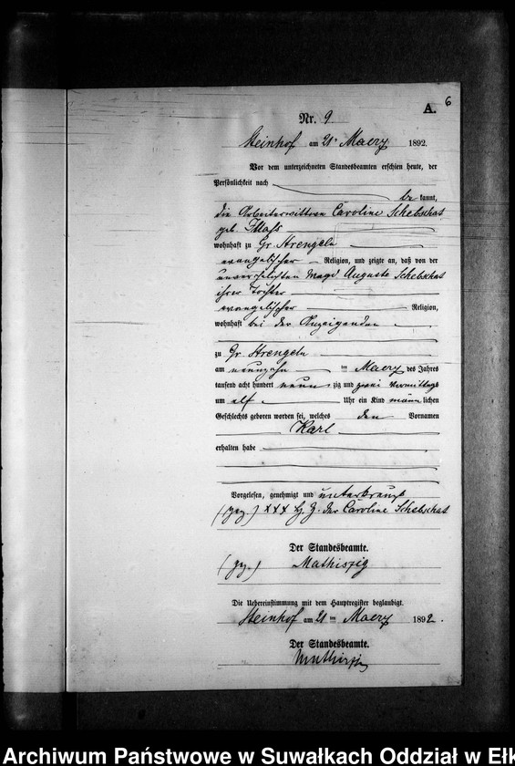 image.from.unit.number "Geburts-Neben-Register des Preussischen Standes-Amtes Gr. Strengeln Kreis Angerburg"