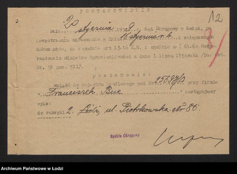 Obraz 14 z jednostki "Franciszek Buc- detaliczna sprzedaż galanterii na rachunek własny i komisowy"