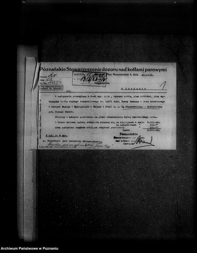 Obraz 5 z jednostki "Fabryka maszyn W. Staszewskiego w Pobiedziskach powiat poznański nr porządkowy kotła 66"