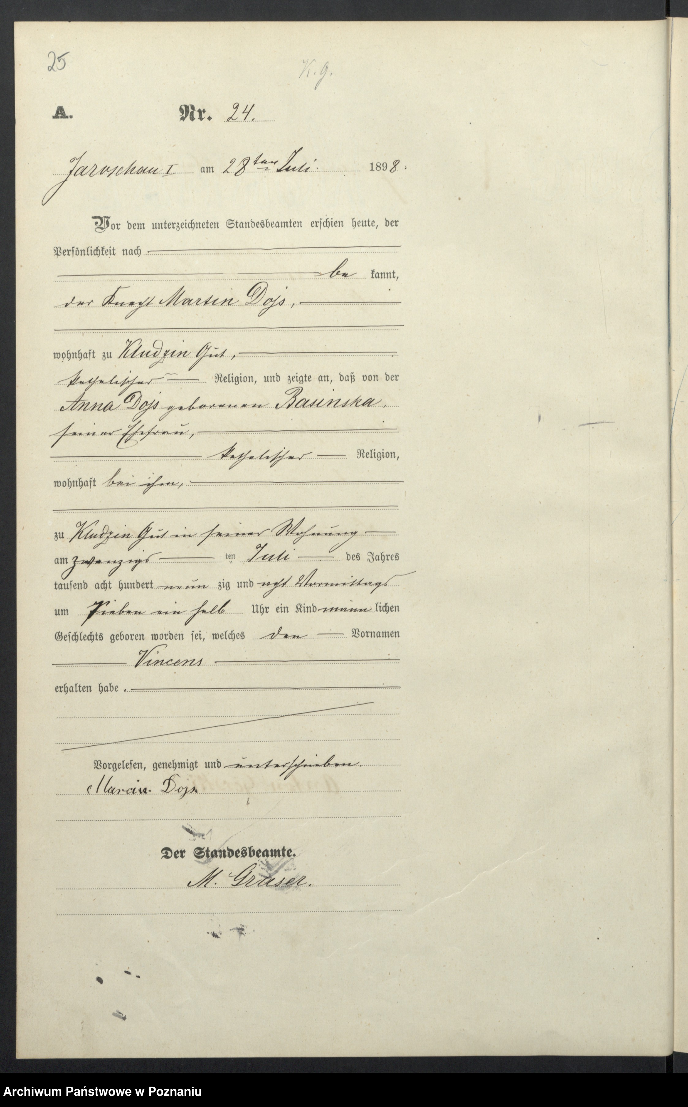 Skan z jednostki: Księga urodzeń