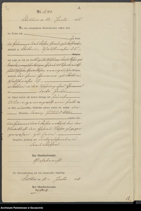 Obraz 10 z jednostki "Geburts-Register (Neben-Register) Band IV"