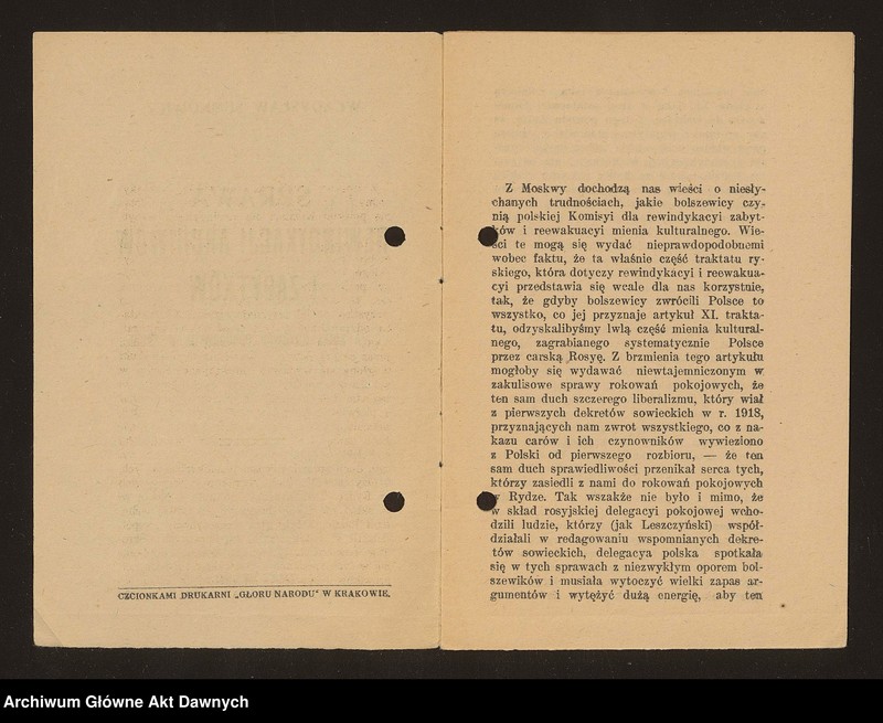 Obraz 2 z jednostki "Broszura pt. "Sprawa rewindykacji archiwaliów i zabytków (zza kulis rokowań pokojowych w Rydze)", Władysław Semkowicz."