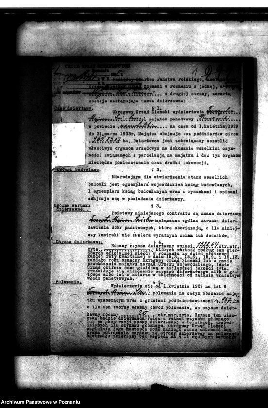 image.from.unit.number "/Umowy dzierżawne majątku Duszniki powiatu szamotulskiego/ zawarte między Towarzystwem Akcyjnym,,Siew" w Poznaniu a Okręgowym Urzędem Ziemskim"