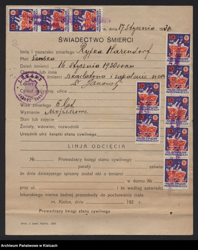 image.from.unit.number "Załączniki do akt zgonu Okręgu Bożniczego Kielce za rok 1930"