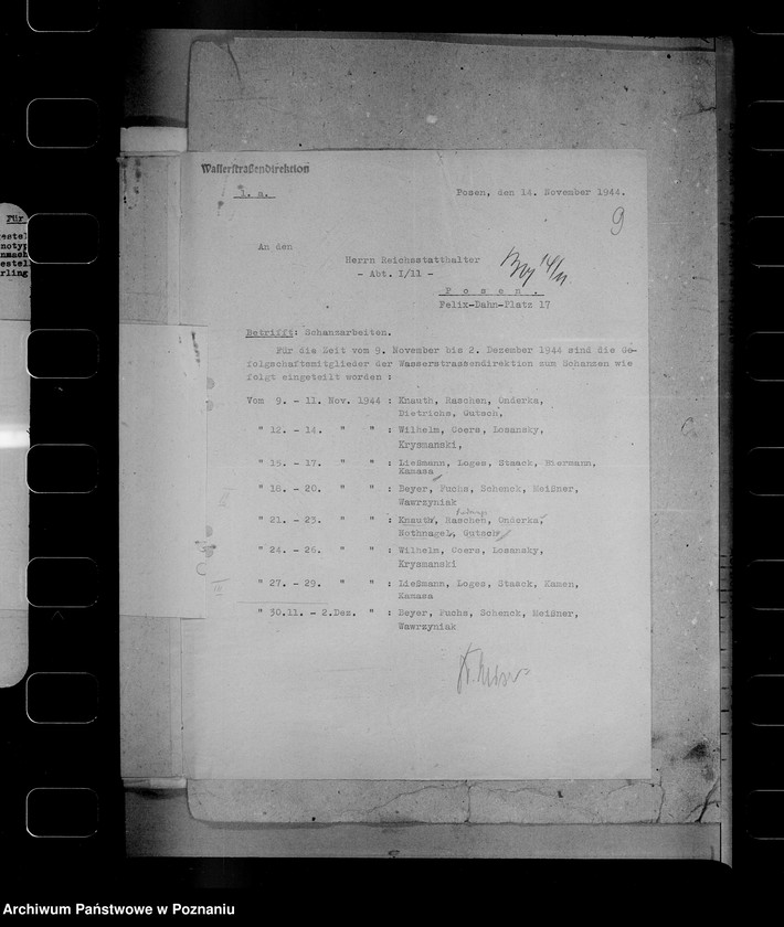 Obraz 13 z jednostki "Skierowywanie pracowników urzędu namiestnika do prac przy kopaniu rowów przeciwczołgowych"