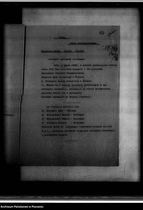 Obraz 14 z jednostki "Wniosek Piotra Grześkowiaka na Zakład Elektryczny w Zaniemyślu powiat średzki"