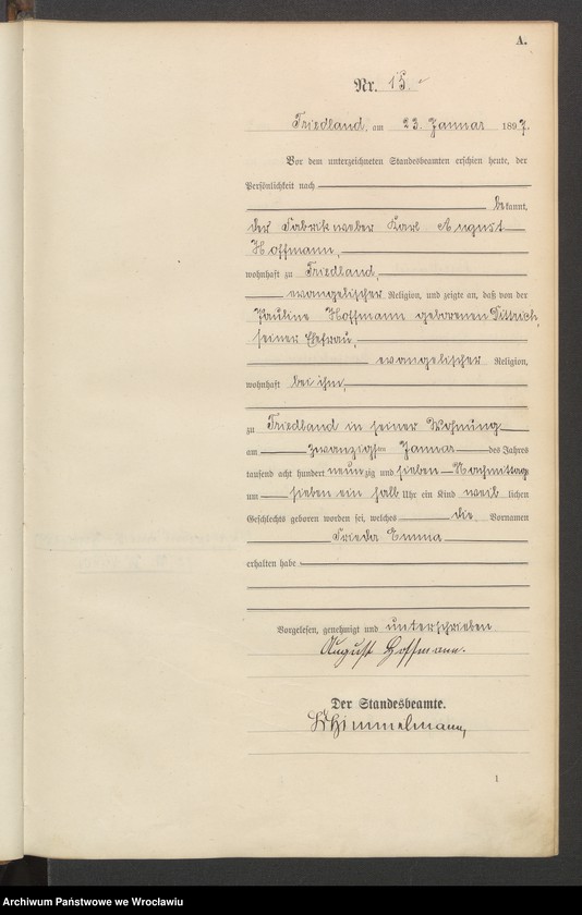 image.from.unit.number "Księga urodzeń USC Mieroszów (Friedland) 1897"