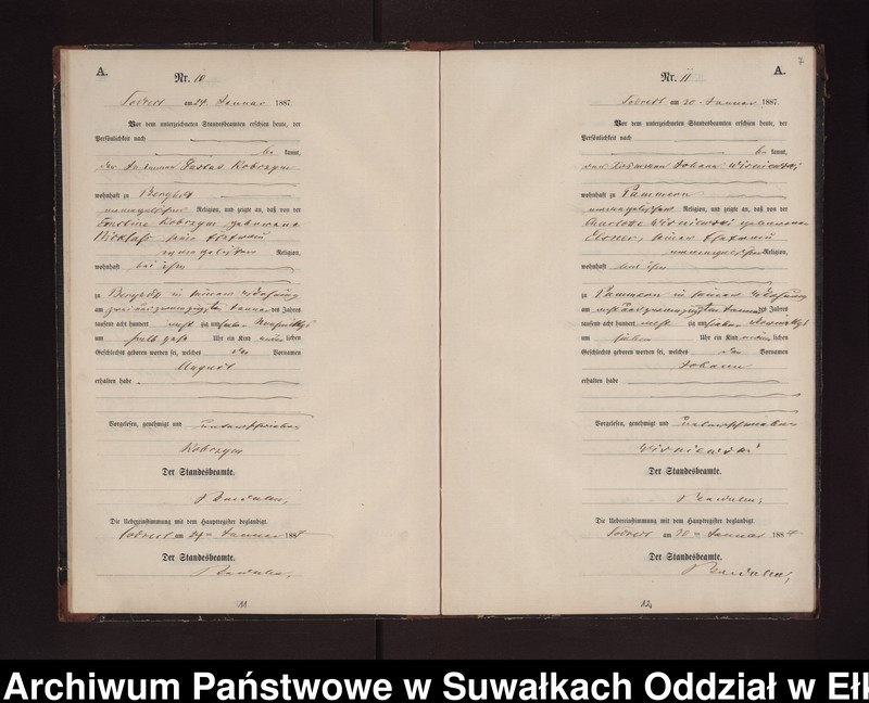 Obraz 10 z jednostki "Geburts-Neben-Register des Preussischen Standes-Amtes Neuhoff Kreis Loetzen"