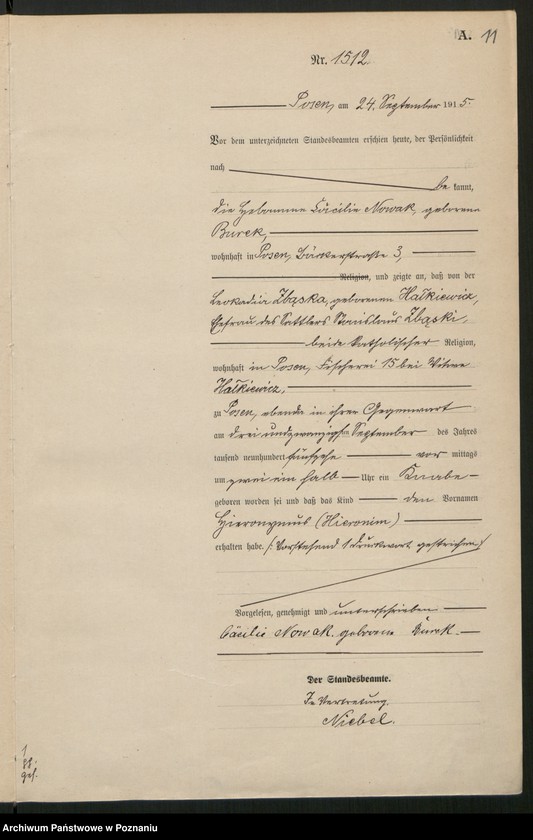 Obraz 13 z jednostki "Księga miejscowa urodzeń tom IV[Rejestr główny urodzeń]"