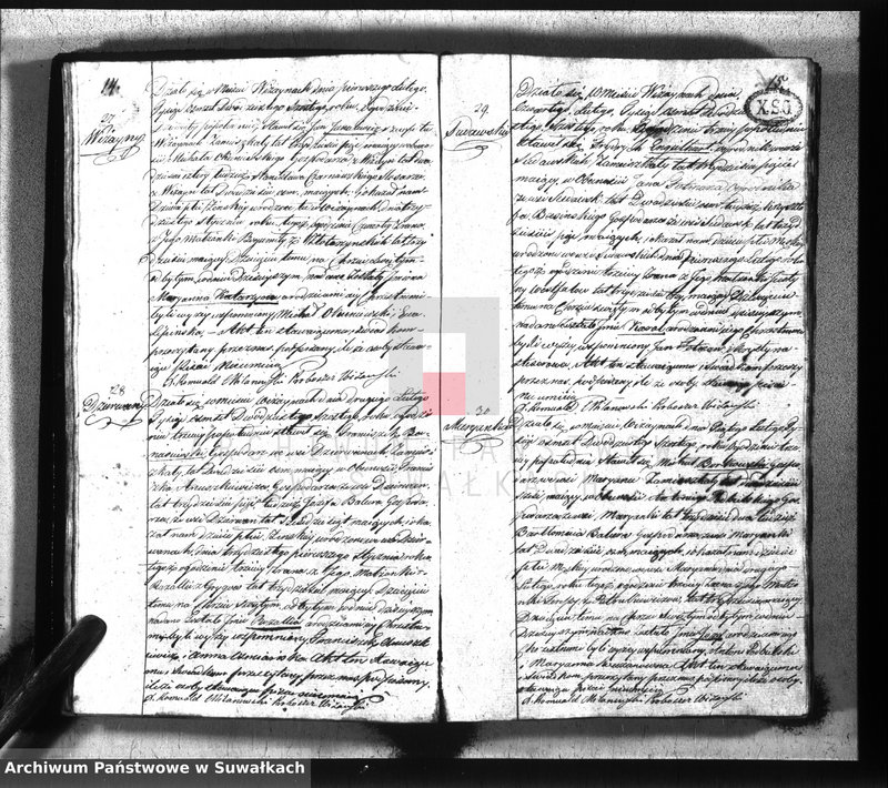 Obraz 10 z jednostki "Księga urodzonych, zaślubionych i umarłych gminy wiżańskiey z roku 1826"