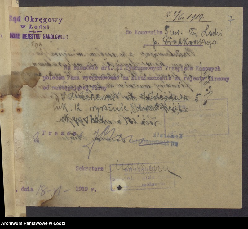 Obraz 9 z jednostki "Izrael Henoch Zarzewski- sprzedaż mięsa"