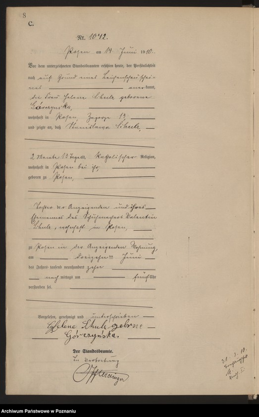 Obraz 9 z jednostki "Księga miejscowa zgonów tom III [Rejestr główny zgonów]"