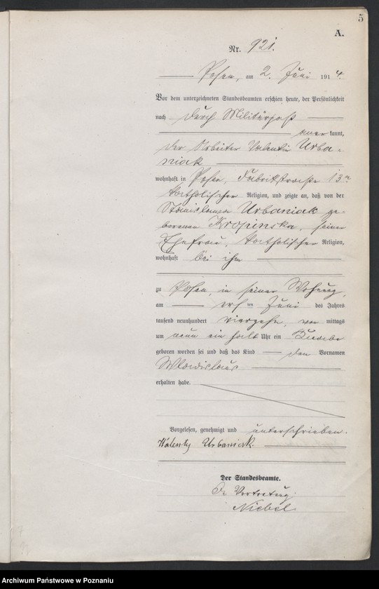 Obraz 7 z jednostki "Księga miejscowa urodzeń tom III[Rejestr główny urodzeń]"