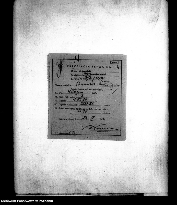 Obraz 8 z jednostki "Parcelacja prywatna majątku Owińska powiatu poznańskiego"