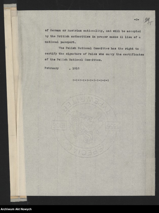 image.from.unit.number "Komitet Narodowy Polski Akta sprawy opieki cywilnej (Urząd Polski Spraw Cywilnych we Francji. Stosunek władz brytyjskich do Polaków. Korespondencja, noty)"