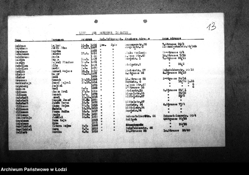 Obraz 16 z jednostki "[Alfabetyczny spis mieszkańców getta. Litery G i H]"