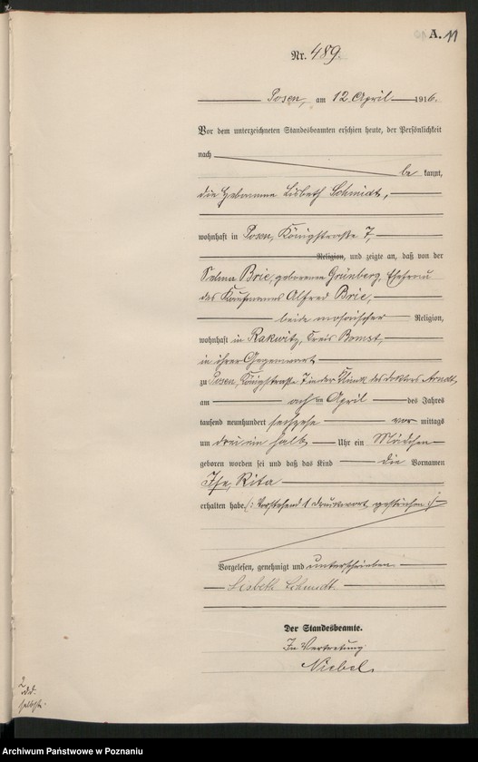 Obraz 13 z jednostki "Księga miejscowa urodzeń tom II [Rejestr główny urodzeń]"