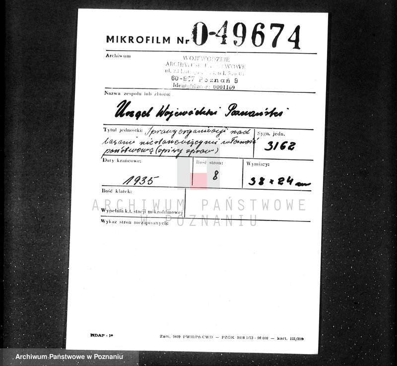 Obraz 2 z jednostki "Sprawy organizacji nadzoru nad lasami nie stanowiących własności państwa /spisy spraw/"