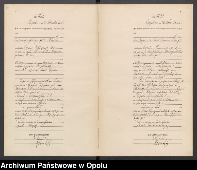 Obraz 17 z jednostki "[Rejestr zgonów] 1918 Tom III Nr 1010-1124"
