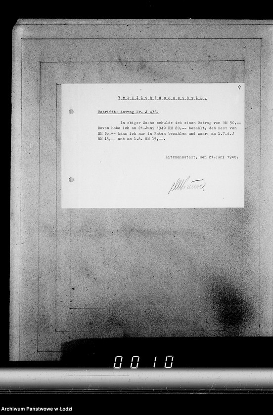 Obraz 8 z jednostki "J[uden] 436-450 [Wnioski Żydów z Getta o zwrot należności za pracę lub towar wzięty na kredyt]"